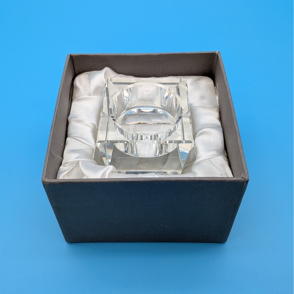 RosenThal Heavy Geometric Crystal Votive Signed in Original Box